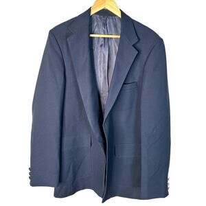 Vintage 70s Levis 42L Western Blazer 2 Buttons Disco Jacket Navy Blue Gold MINT!